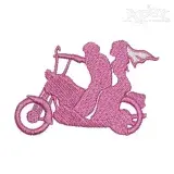 Biker Wedding Couple Embroidery Design