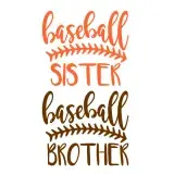 Baseball Sister Brother SVG Cuttable Design