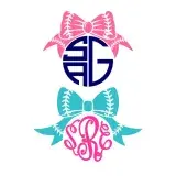 Baseball Softball Bow Monogram SVG Cuttable Frame