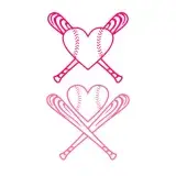 Baseball Softball Heart Crossed Bats SVG Cuttable Design