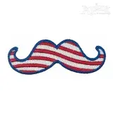 Patriotic Fourth of July Stripe Mustache Embroidery Design