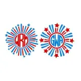 Patriotic Firework Monogram SVG Cuttable Frame