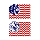 Patriotic USA Chevron Flag Monogram SVG Cuttable Frame