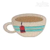 Tea Cup Embroidery Design