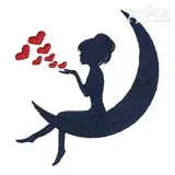 Girl on the Moon Embroidery Design