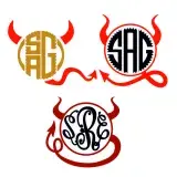 Red Devil Monogram Frame SVG Cuttable Design