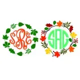Fall Leaves Wreath Monogram Frames SVG Cuttable Design