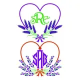 Lavender Heart Monogram Frame SVG Cuttable Design