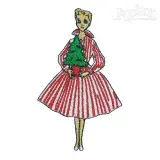 Vintage Christmas Lady Embroidery Design