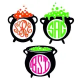 Witch Cauldron Monogram Frame SVG Cuttable Design