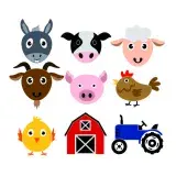 Farm Pack with Donkey Cow Sheep Goat Pig Hen Chicken Barn House and Tractor SVG Cuttable Design