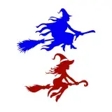 Flying Witch with Broomstick SVG Cuttable Design