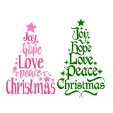Joy Hope Love Peace Christmas Tree SVG Cuttable Design