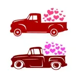 Vintage Valentine Pickup Truck SVG Cuttable Design