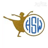 Dancer Monogram Frame Embroidery Design