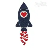 Valentine Hearts Rocket Embroidery Design