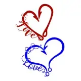 Love Heart Fishing Hooks SVG Cuttable Design
