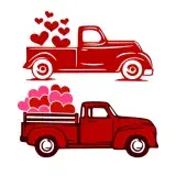 Valentine Vintage Pickup Truck Cuttable Design