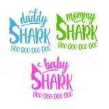 Family Daddy Mommy Baby Shark SVG Cuttable Design