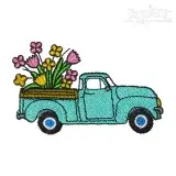 Spring Flowers Vintage Truck Embroidery Design