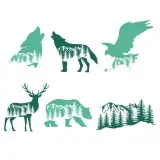 Mountain Range Animals Wolf Eagle Deer Bear Cuttable Designs