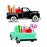 School Supply Vintage Pickup Truck SVG Cuttable Design