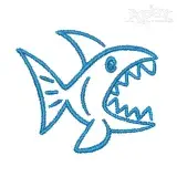 Angry Fish Embroidery Design