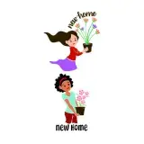 Girl with New Home Flowers SVG Cuttable Design