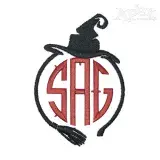 Halloween Witch Monogram Frame Embroidery Design