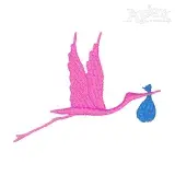Stork Bringing Baby Embroidery Design