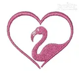 Flamingo Heart Embroidery Design
