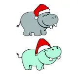 Christmas Santa Hippo Hippopotamus SVG Cuttable Design