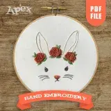 Flowers Bunny Hand Embroidery Pattern
