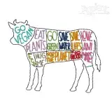 Vegetarian Vegan Cow Embroidery Design