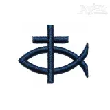 Ichthys Cross 3D Puff Embroidery Design