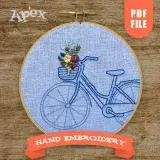 Bicycle and Flowers Hand Embroidery Pattern