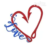 Fishing Hooks Heart Love Embroidery Design