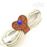 Basketball Heart Cord Keeper ITH Embroidery Design
