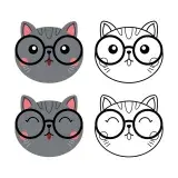 Adorable Nerdy Cat Cuttable Design