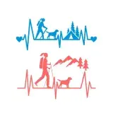 Hiker Girl with Dog Silhouette Cuttable Design