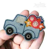 Flowers Truck Feltie ITH Embroidery Design