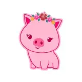 Kawaii Spring Flowers Pig Cuttable Design