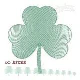 Shamrock Leaf Sketch Embroidery Design