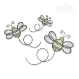 Flying Bees Sketch Embroidery Design