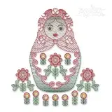 Matryoshka Doll Sketch Embroidery Design