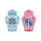 Floral Chinoiserie Ginger Jar Monogram Frame SVG Cuttable Design