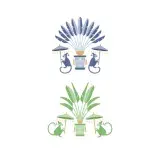 Chinoiserie Monkey holding Umbrella and Palm Leaves SVG Cuttable Design
