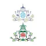 Chinoiserie Pagoda and Heron Bird SVG Cuttable Design