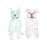 American Staffordshire Terrier or Pitbull Dog Line Art SVG Cuttable Design
