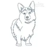 Corgi Dog Sketch Embroidery Design
